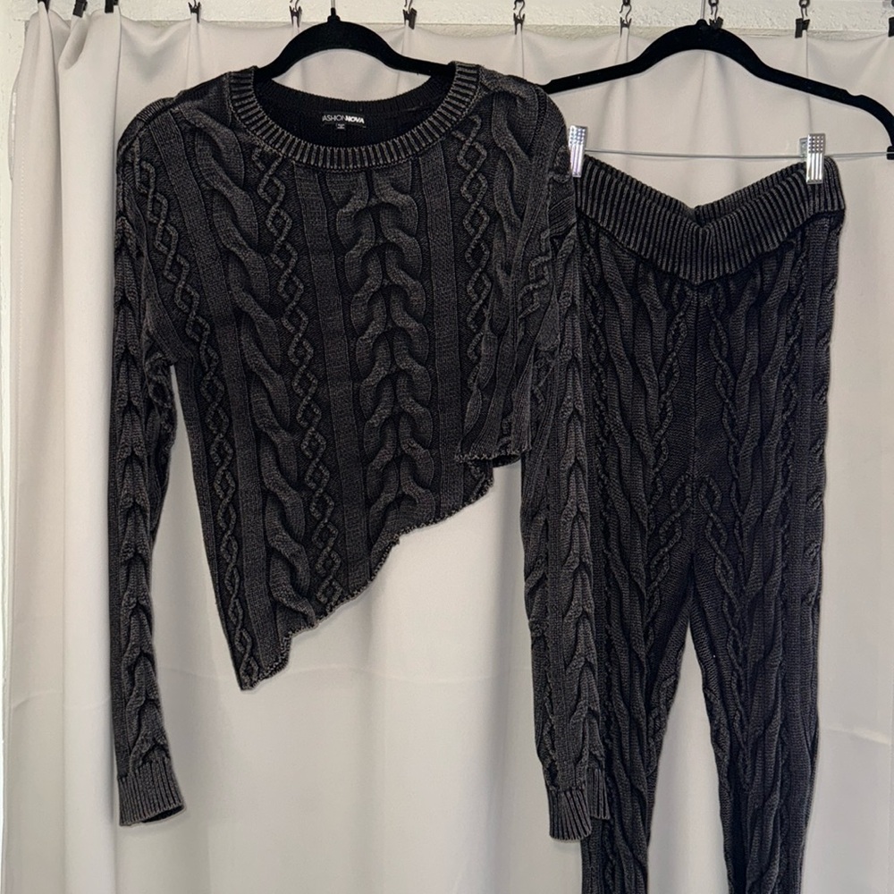 Sweater set in charcoal gray